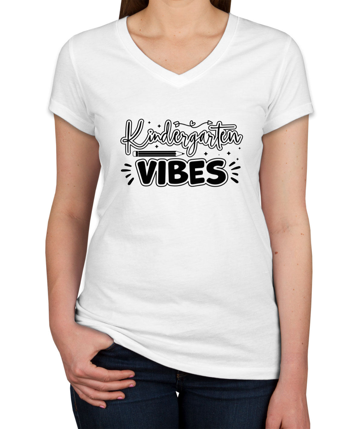 Kindergarten Vibes Teacher Women's V Neck T-shirt