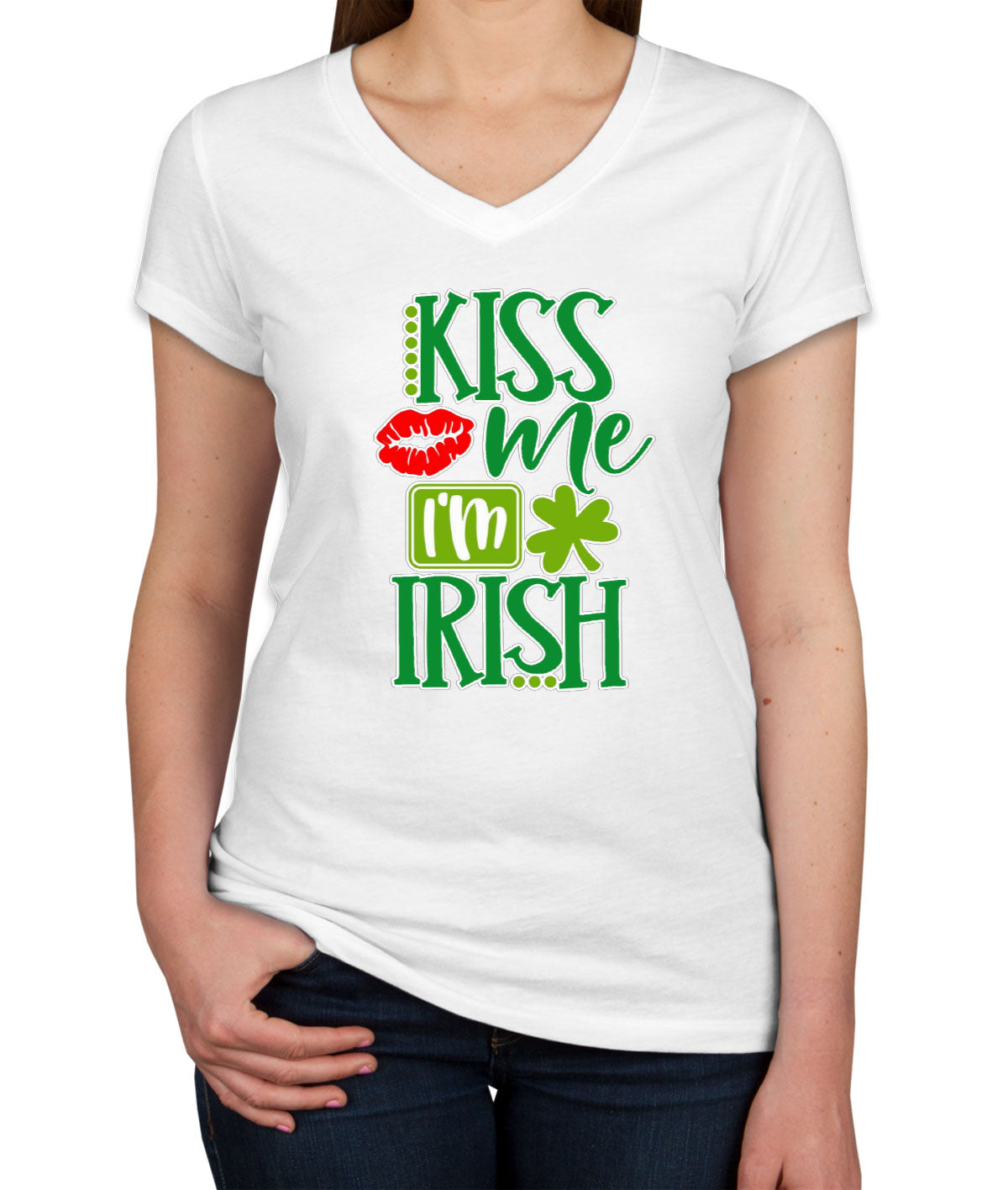 Kiss Me I'm Irish St. Patrick's Day Women's V Neck T-shirt