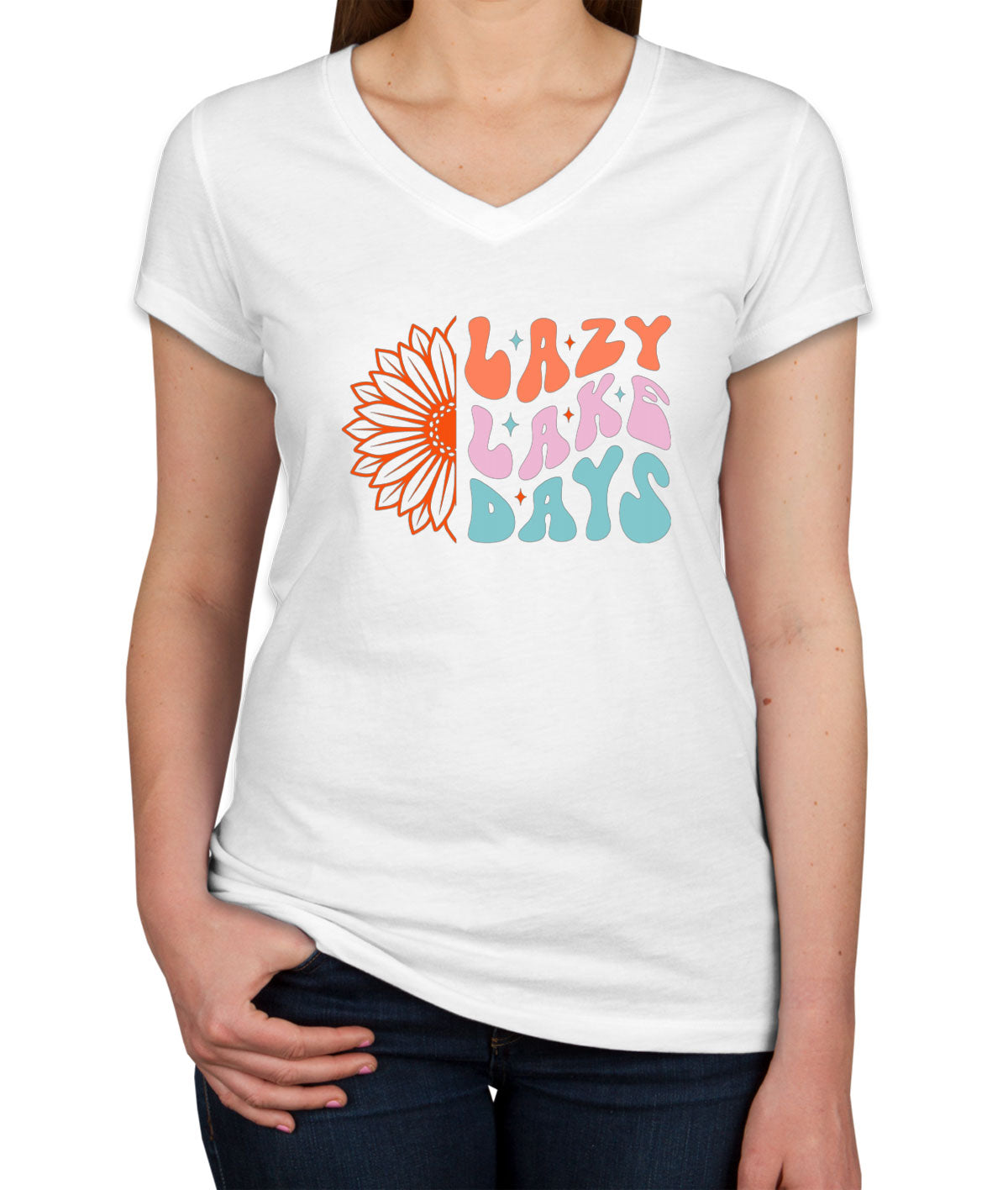 Lazy Lake Days Women's V Neck T-shirt