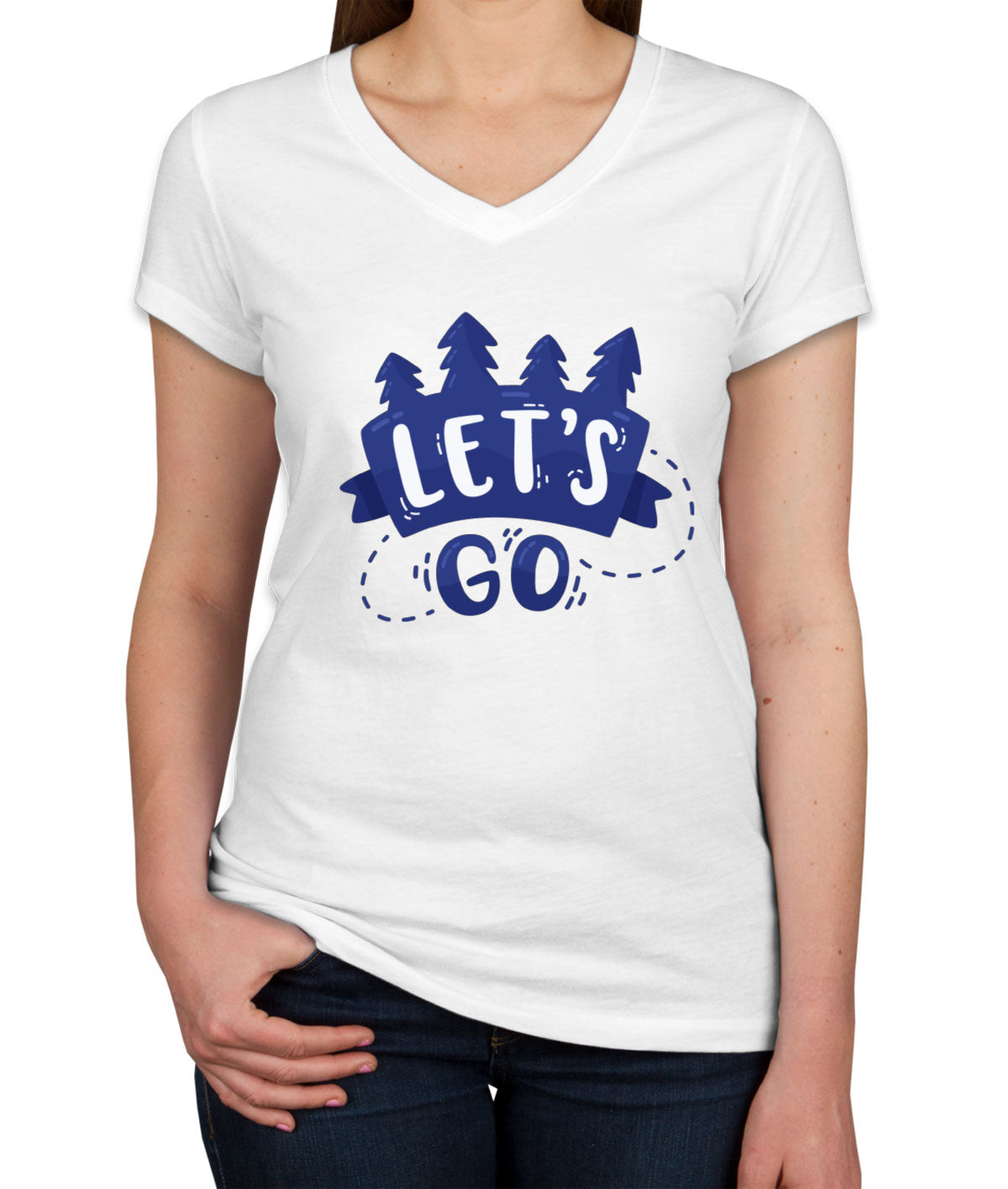 Let's Go Camp Women's V Neck T-shirt
