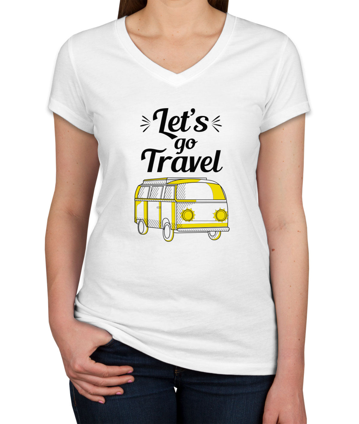 Let's Go Travel Women's V Neck T-shirt