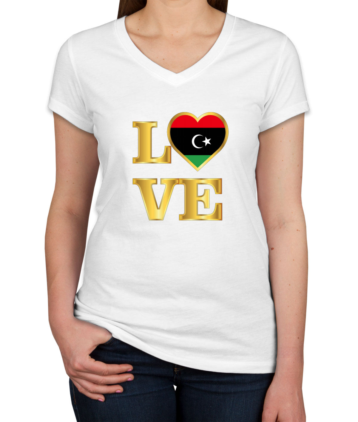 Libya Love Women's V Neck T-shirt