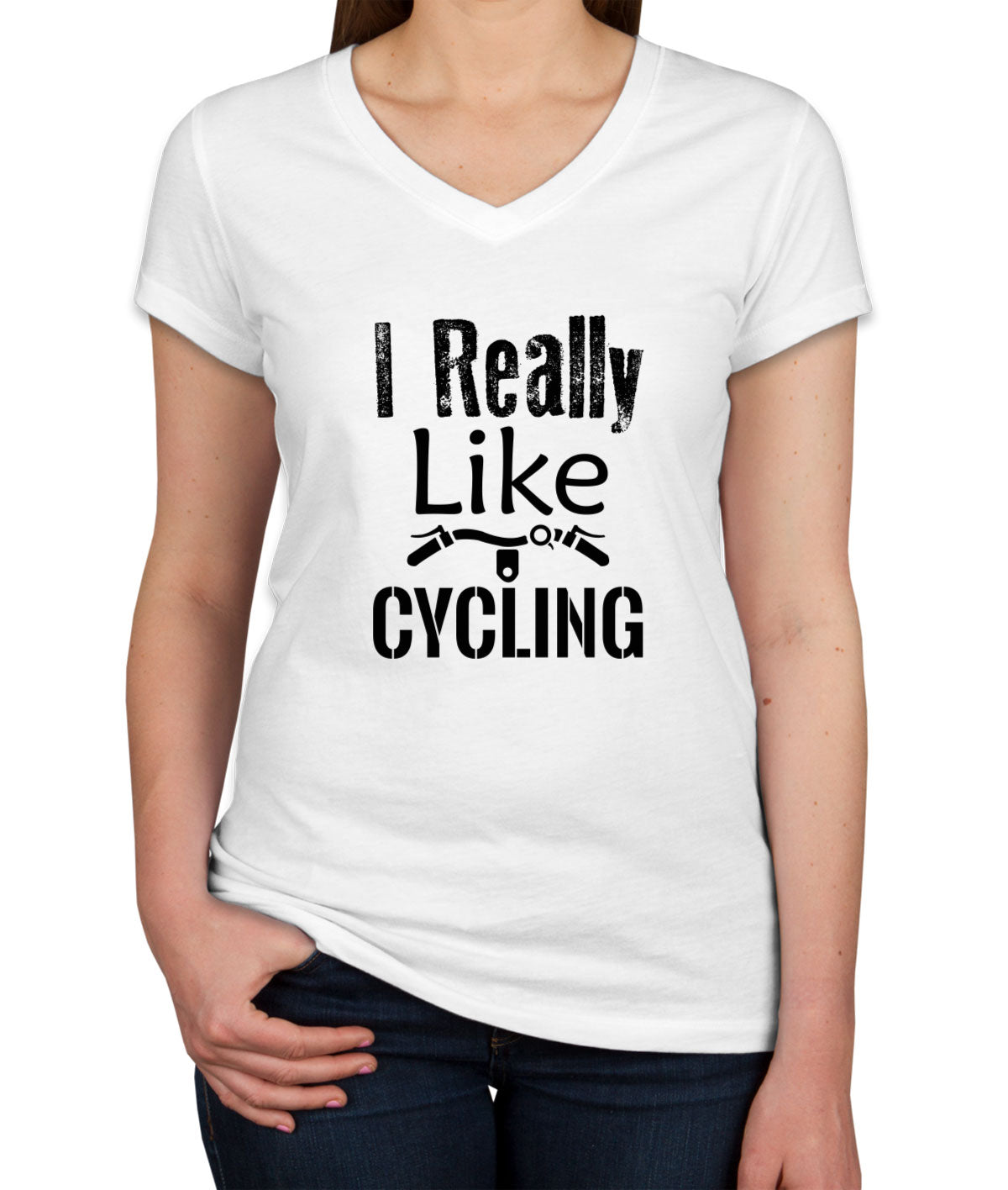 I Really Like Cycling Women's V Neck T-shirt