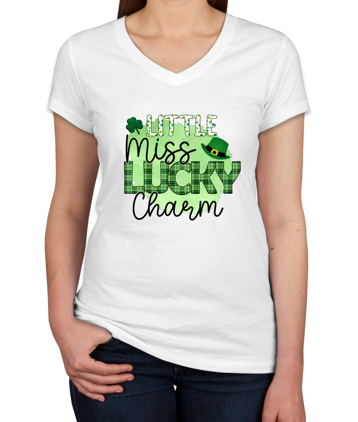 Little Miss Lucky Charm St. Patrick's Day Women's V Neck T-shirt