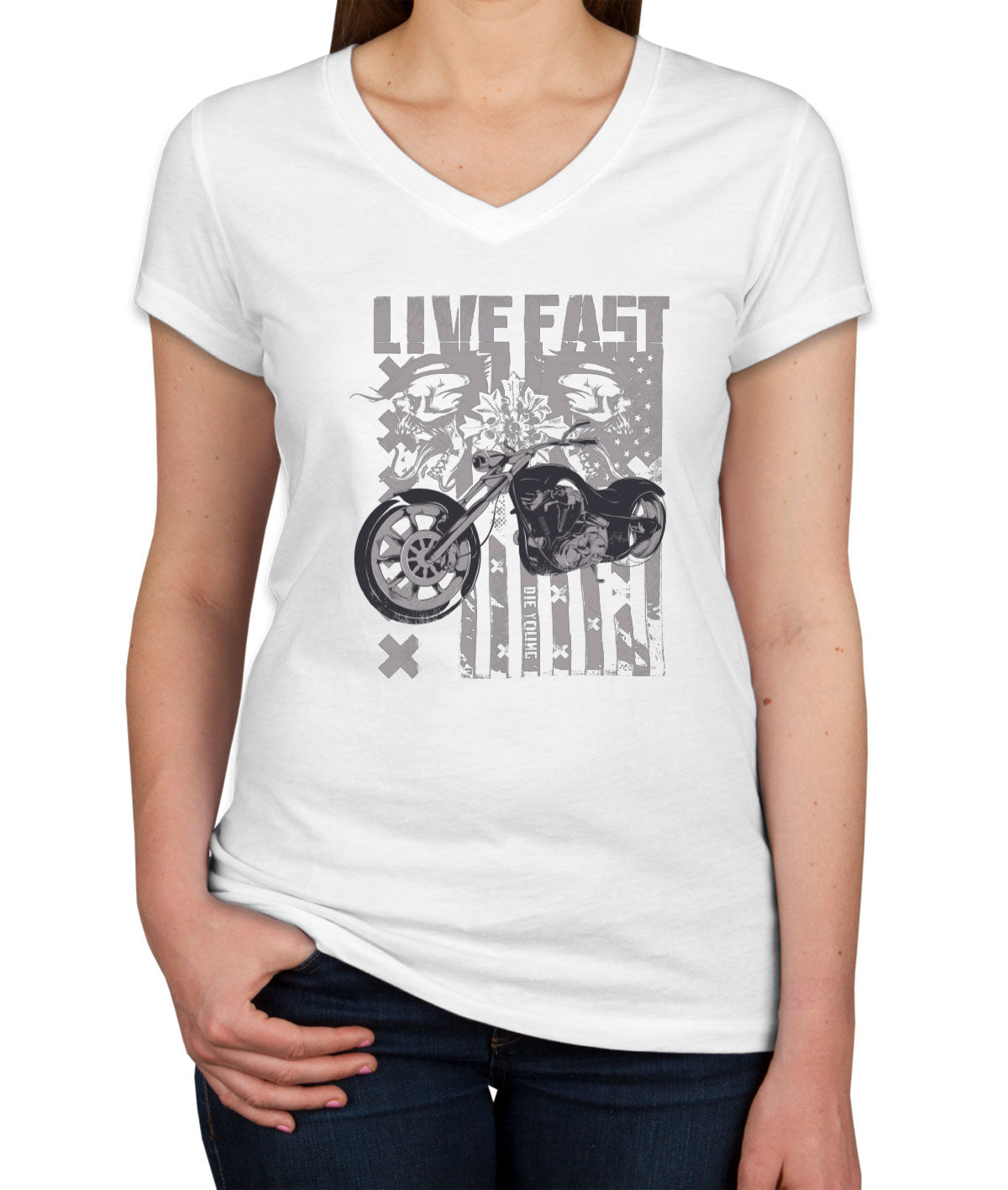 Live Fast Die Young Women's V Neck T-shirt