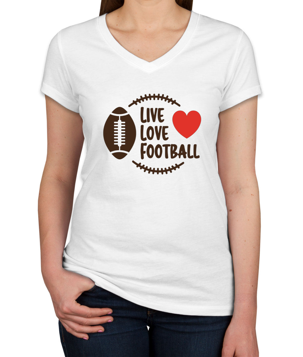 Live Love Football Women's V Neck T-shirt