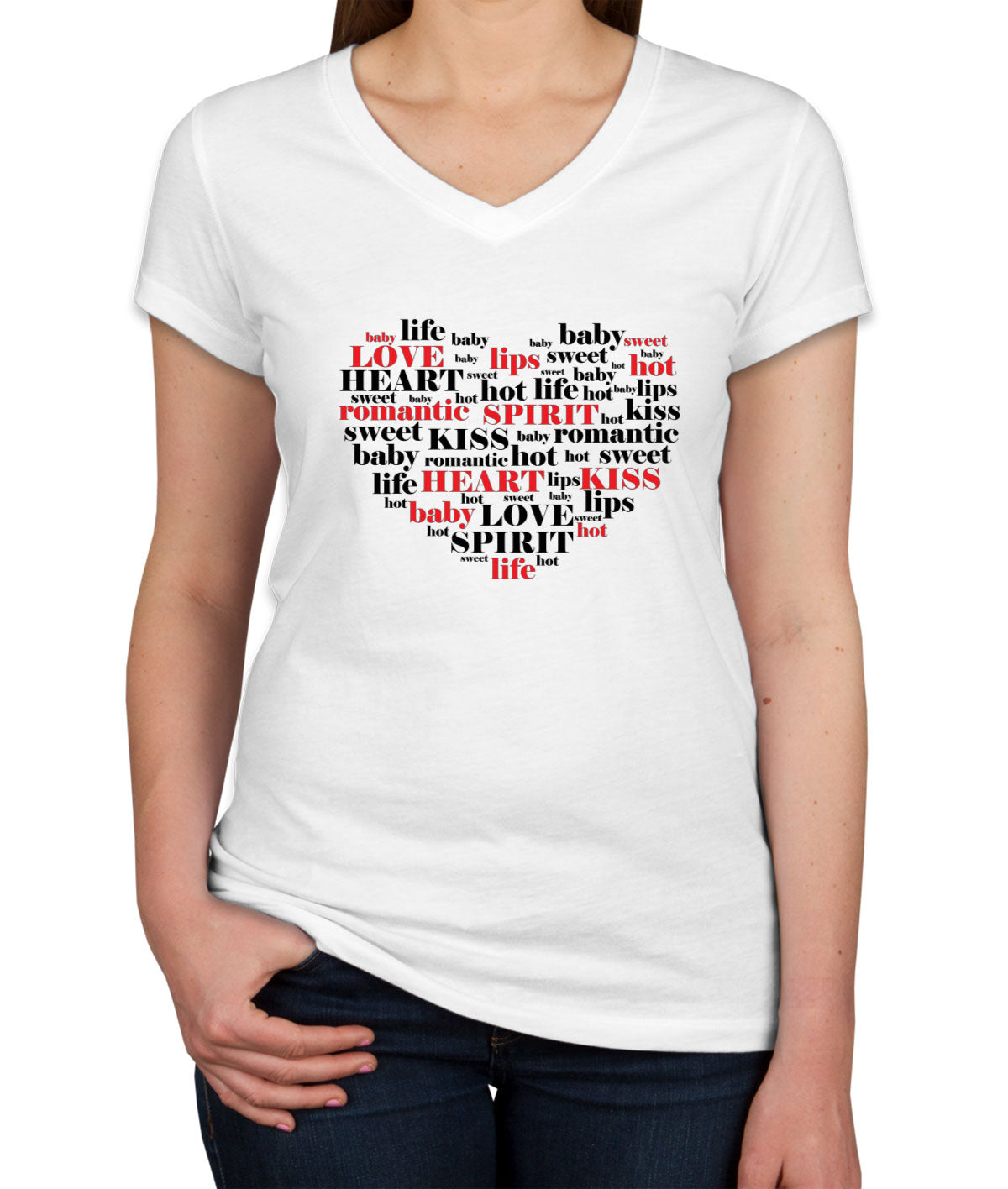 Love Typography Women's V Neck T-shirt