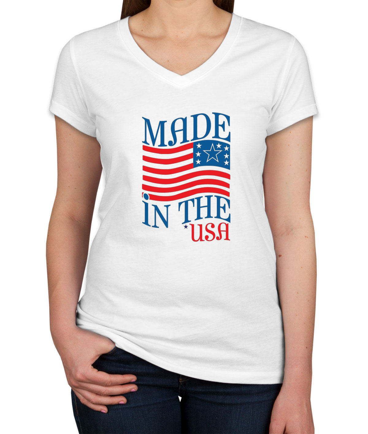 Made In The USA Patriotic Women's V Neck T-shirt