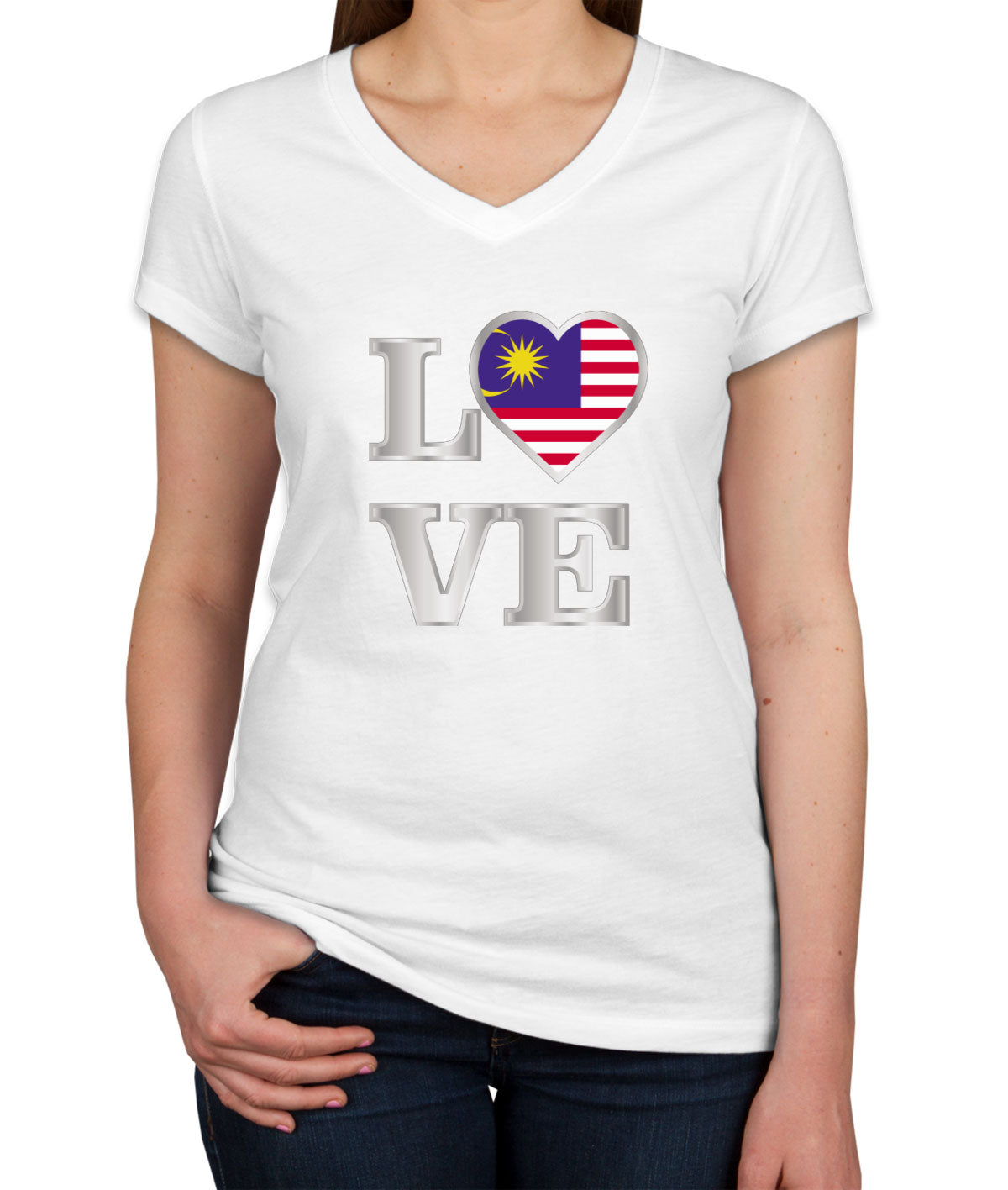 Malaysia Love Women's V Neck T-shirt