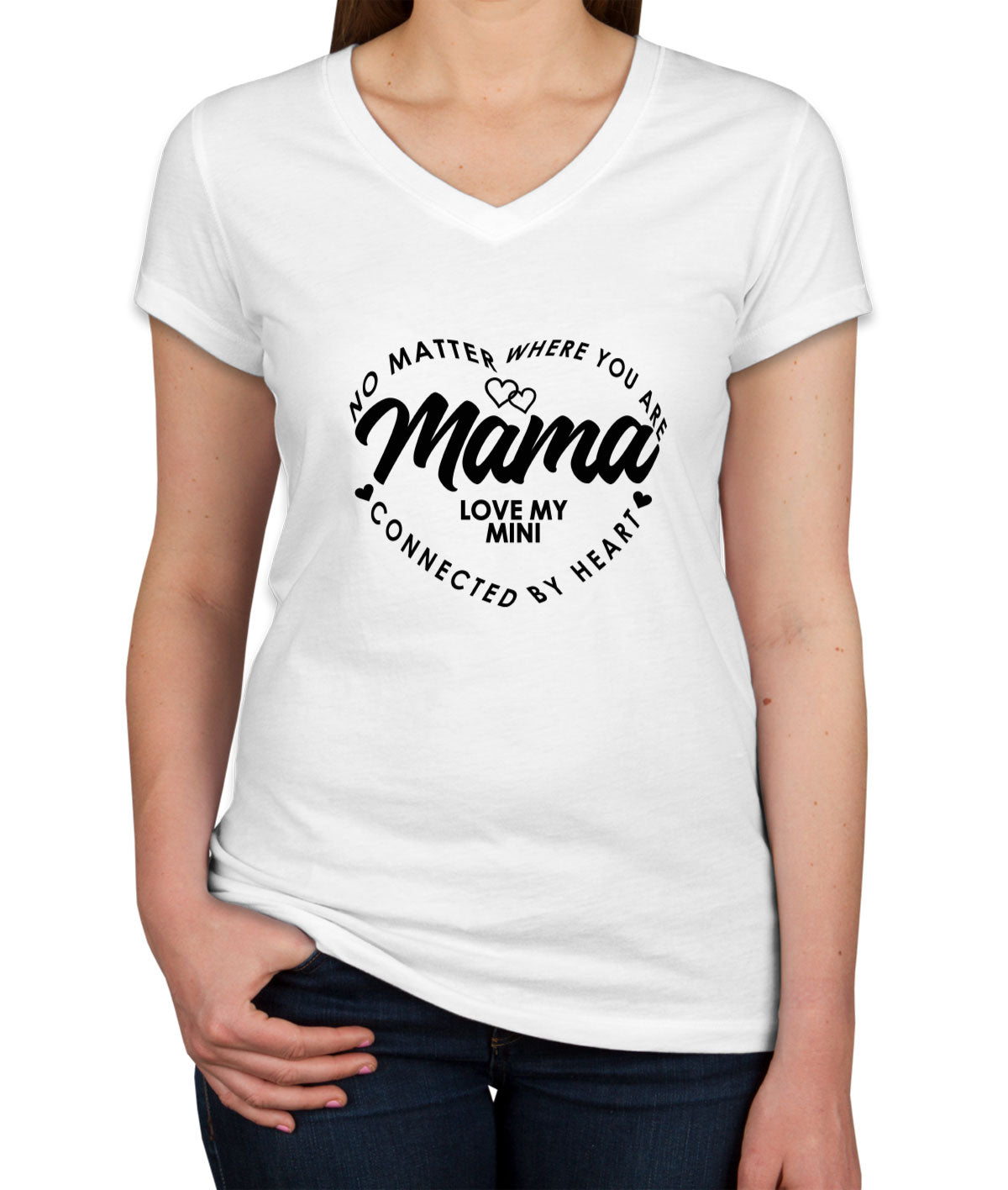 Mama Love My Mini Mother's Day Women's V Neck T-shirt