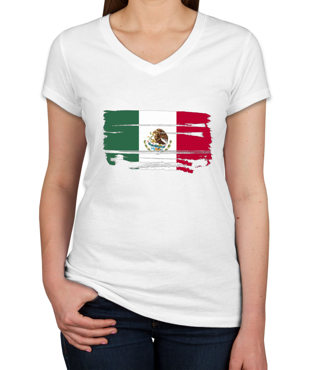 Mexico Flag Women's V Neck T-shirt