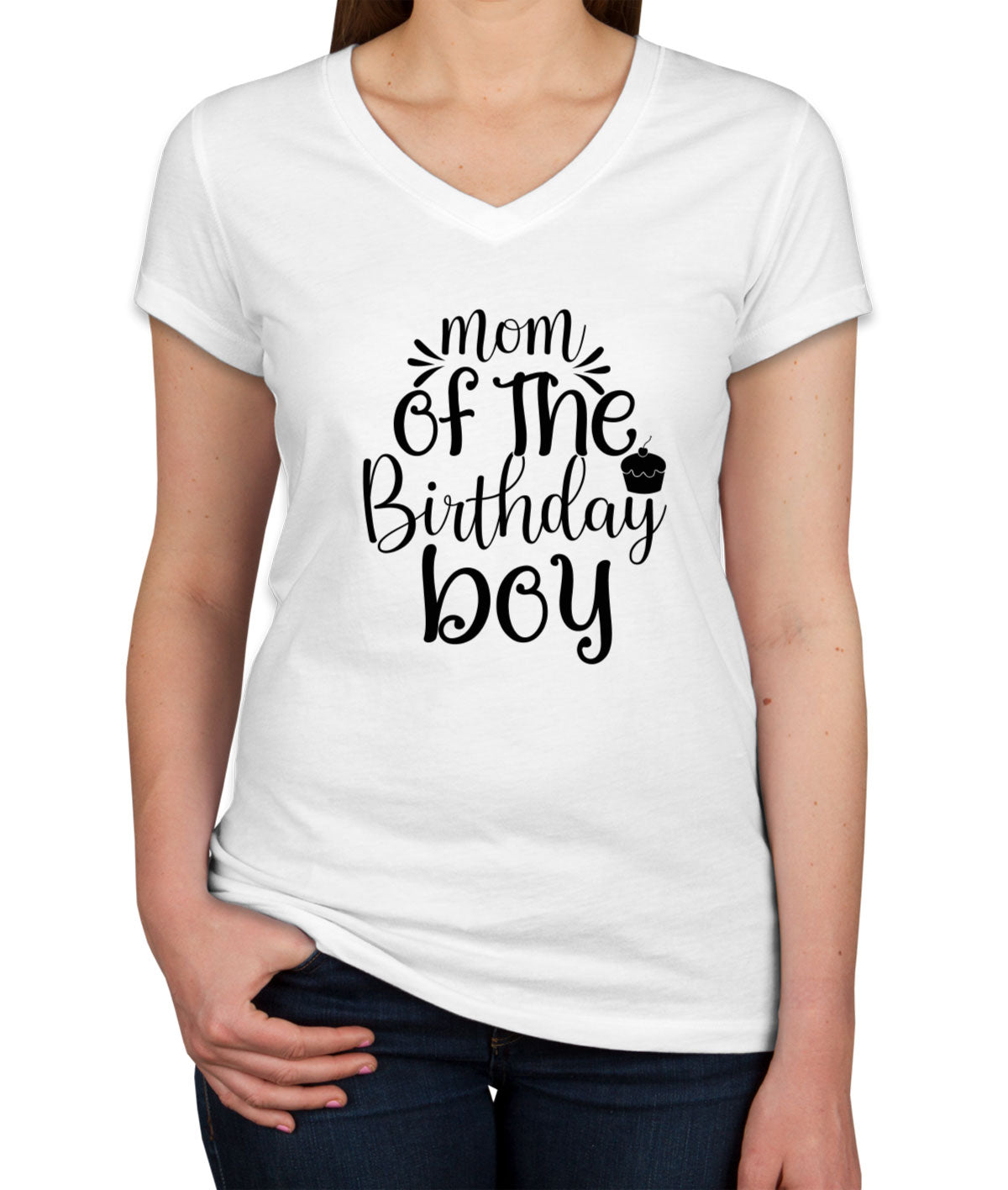 Mom Of The Birthday Boy Women's V Neck T-shirt