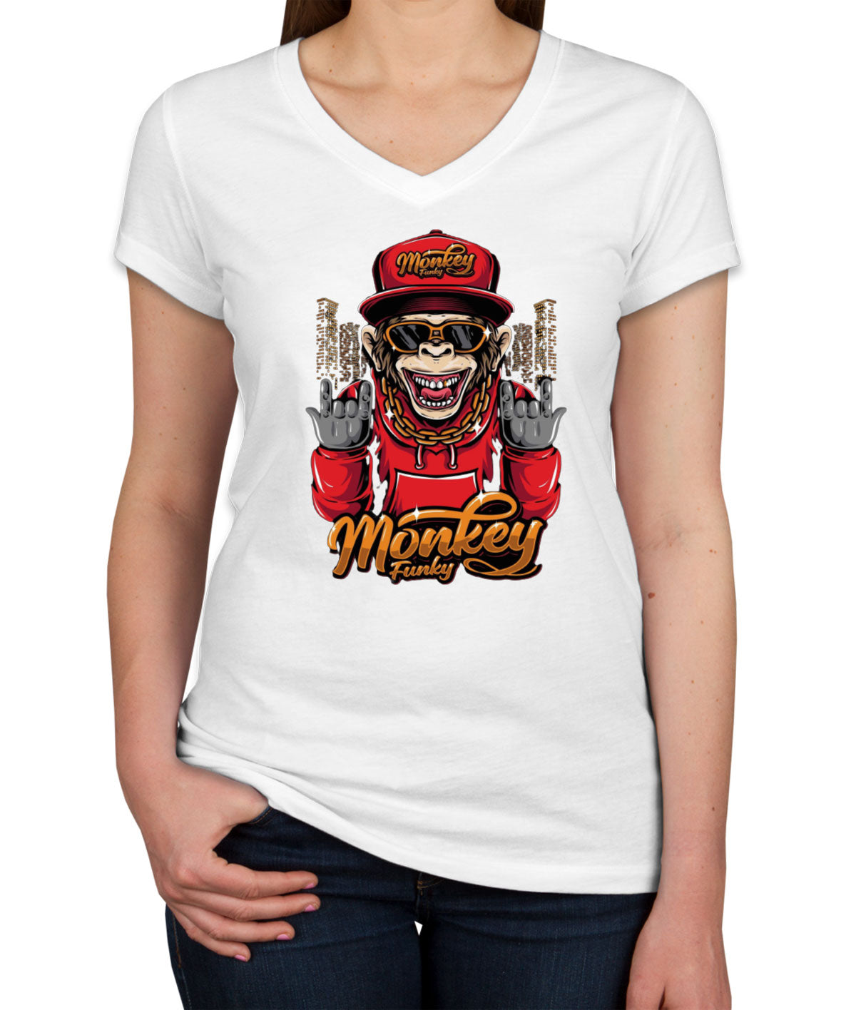 Monkey Funky Women's V Neck T-shirt