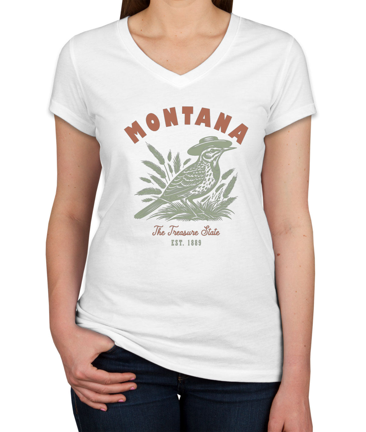 Montana State Vintage Women's V Neck T-shirt