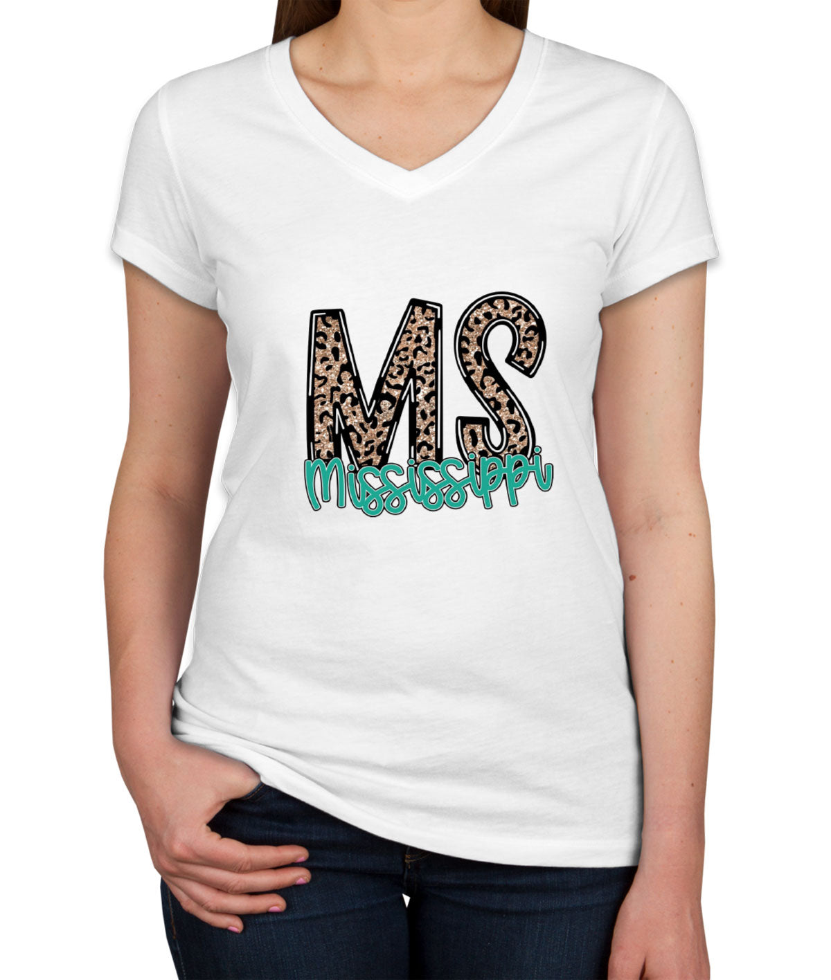 Mississippi State Abbreviation Women's V Neck T-shirt