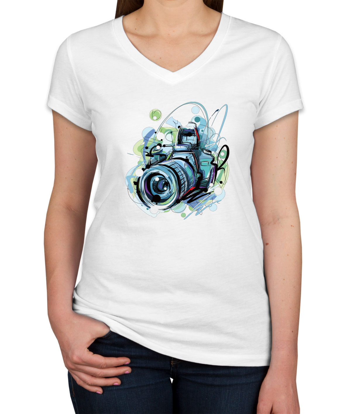 Photographer Photo Camera Women's V Neck T-shirt