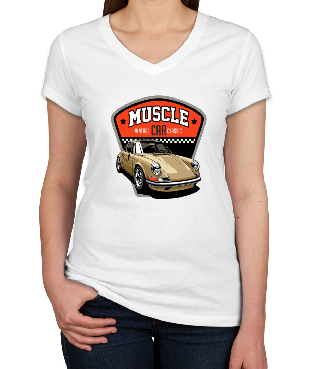 Muscle Car Women's V Neck T-shirt