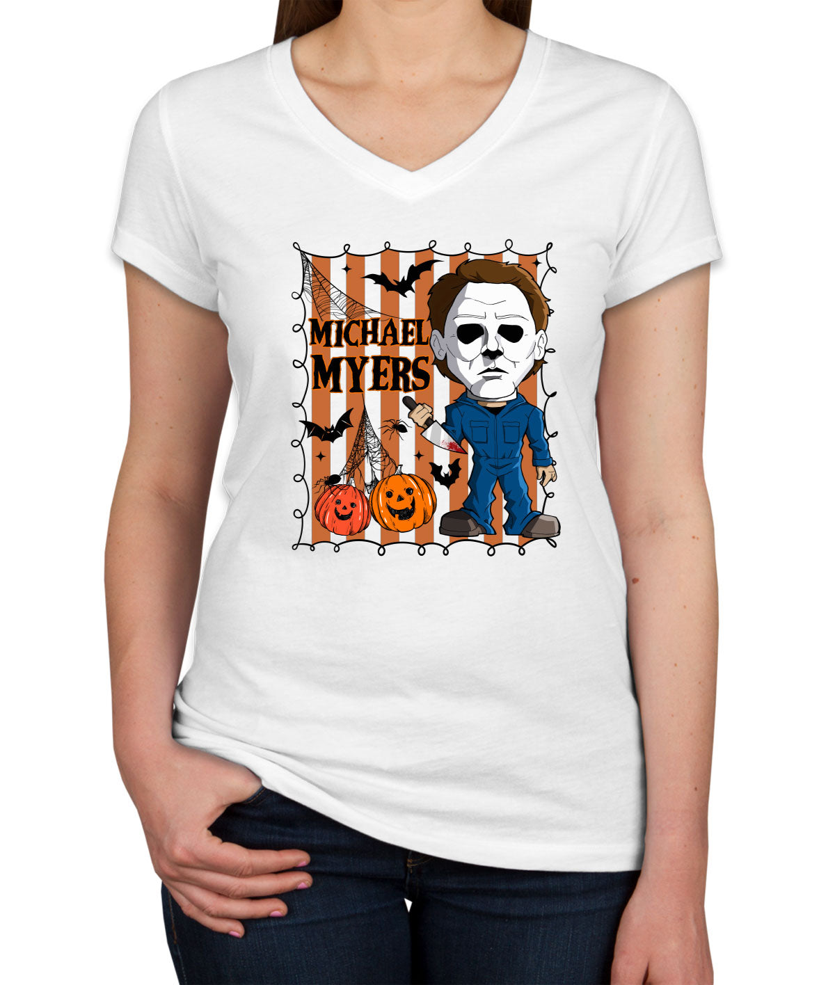 Myers Horror Movie Character Halloween Women's V Neck T-shirt