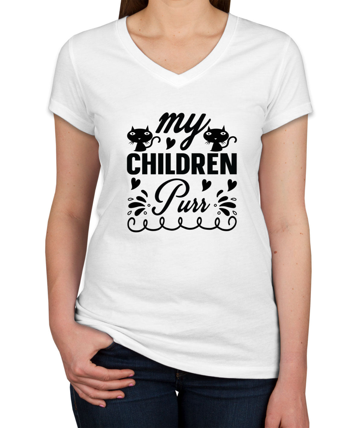 My Children Purr Cat Women's V Neck T-shirt