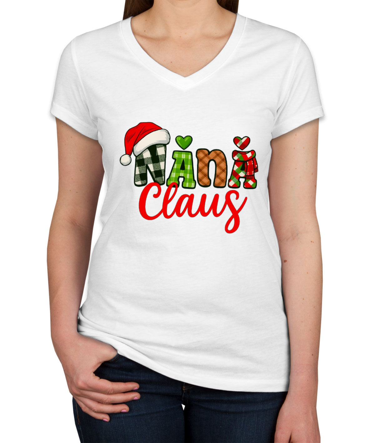 Nana Claus Christmas Women's V Neck T-shirt