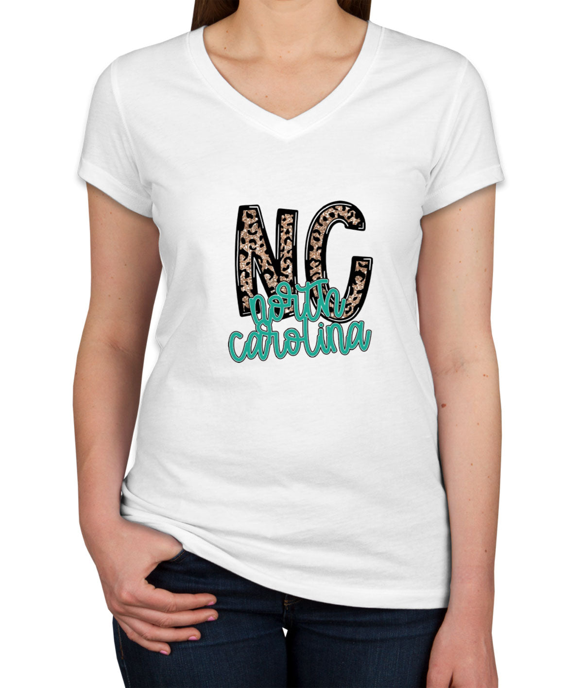 North Carolina State Abbreviation Women's V Neck T-shirt