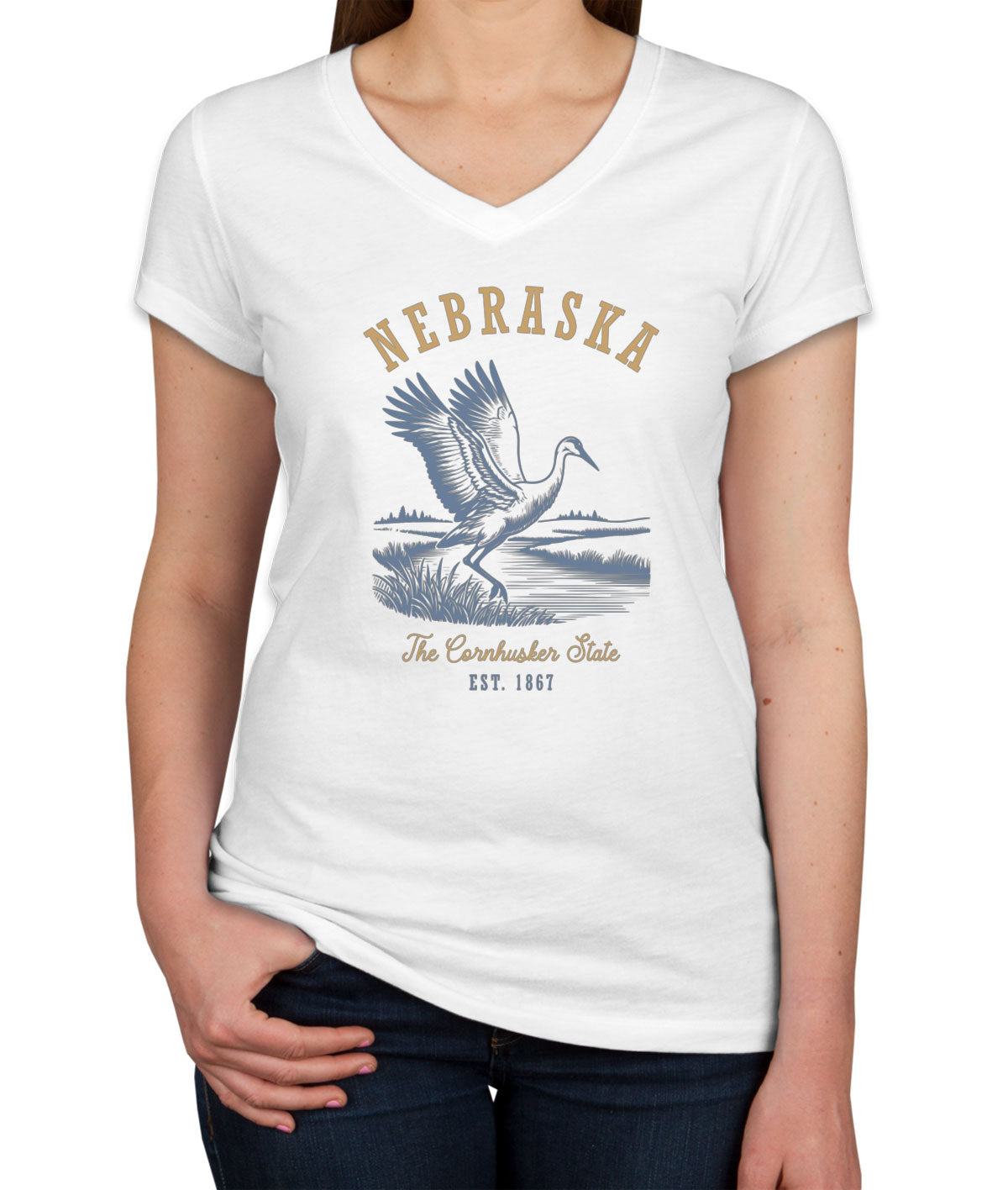 Nebraska State Vintage Women's V Neck T-shirt