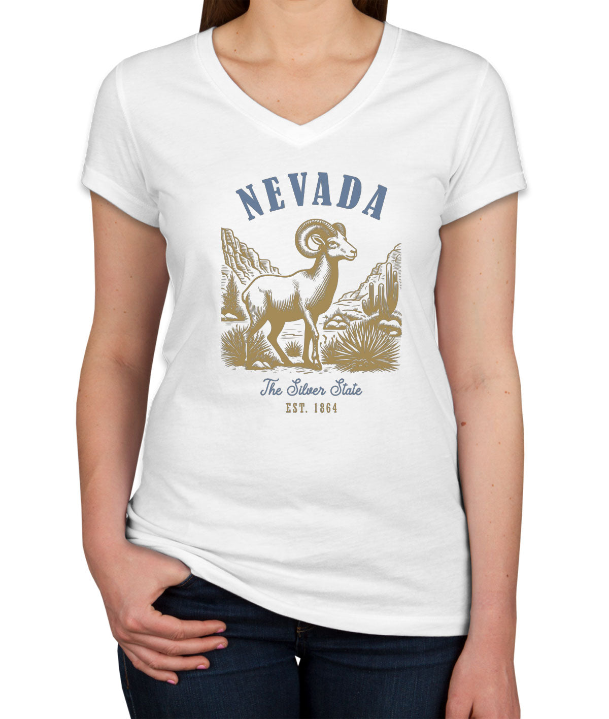 Nevada State Vintage Women's V Neck T-shirt