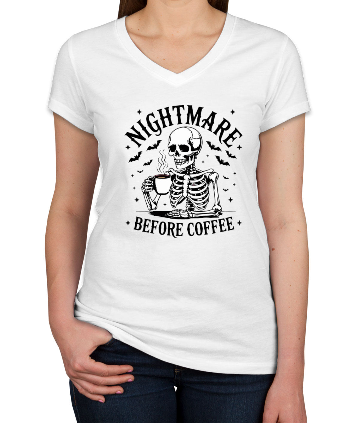 Nightmare Before Coffee Halloween Women's V Neck T-shirt