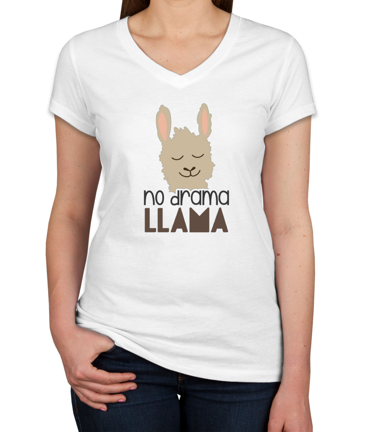 No Drama Llama Women's V Neck T-shirt