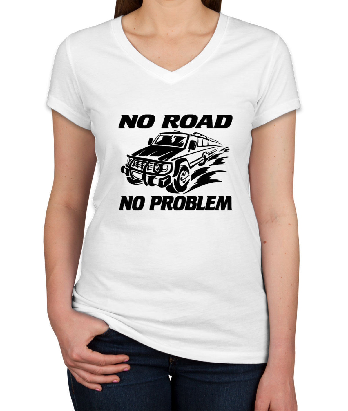 No Road No Problem Off Road Women's V Neck T-shirt