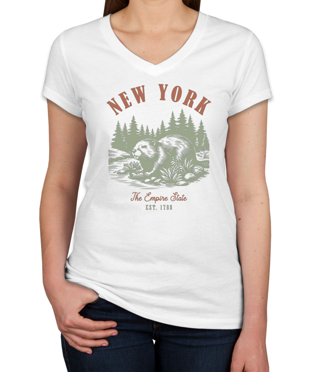 New York State Vintage Women's V Neck T-shirt