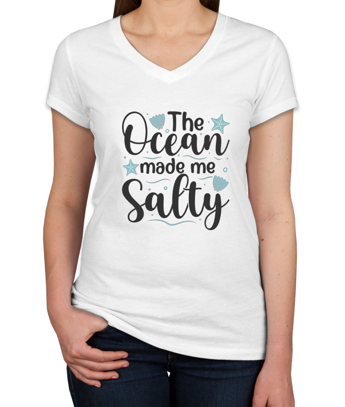 The Ocean Made Me Salty Women's V Neck T-shirt