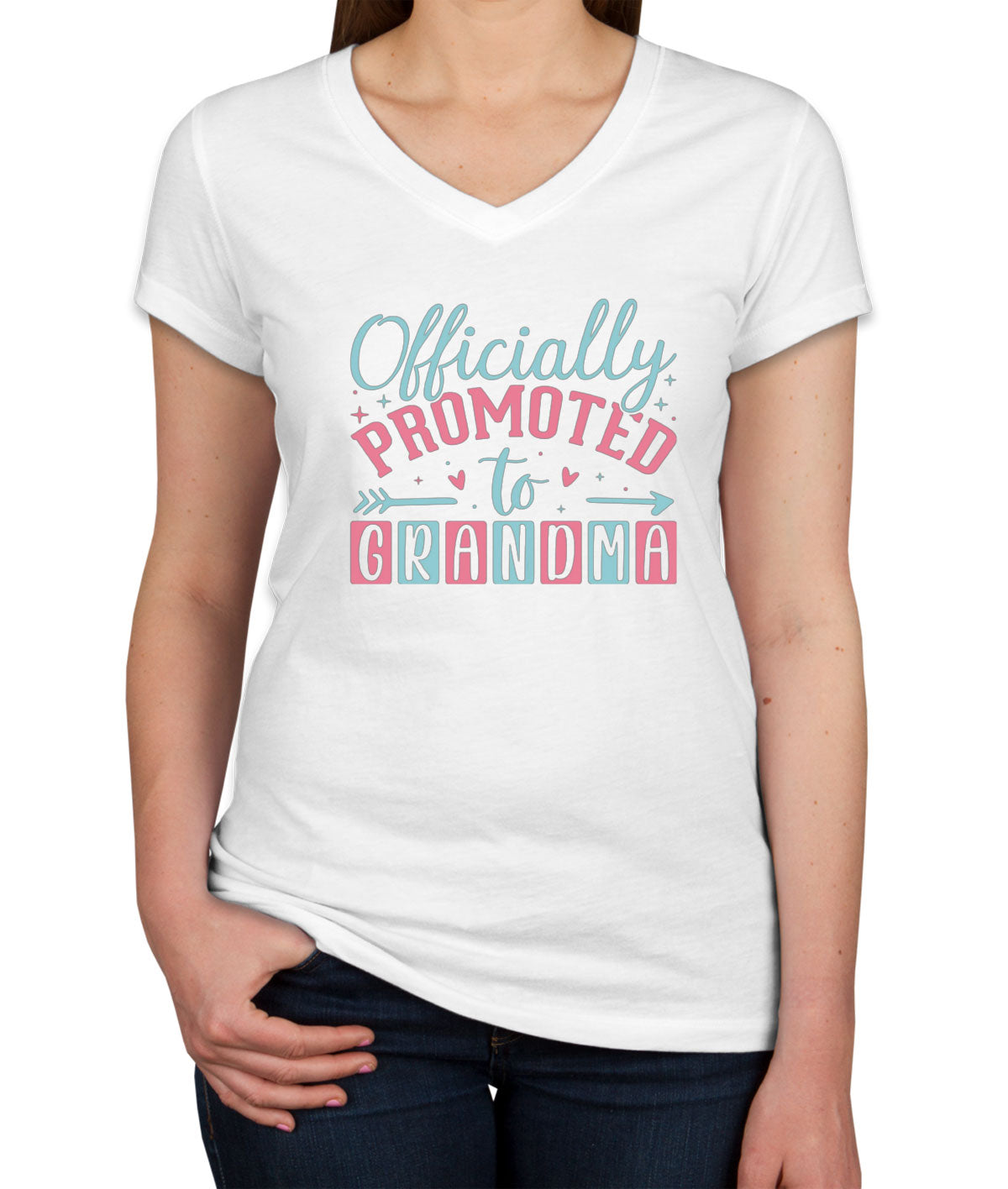 Officially Promoted To Grandma Women's V Neck T-shirt