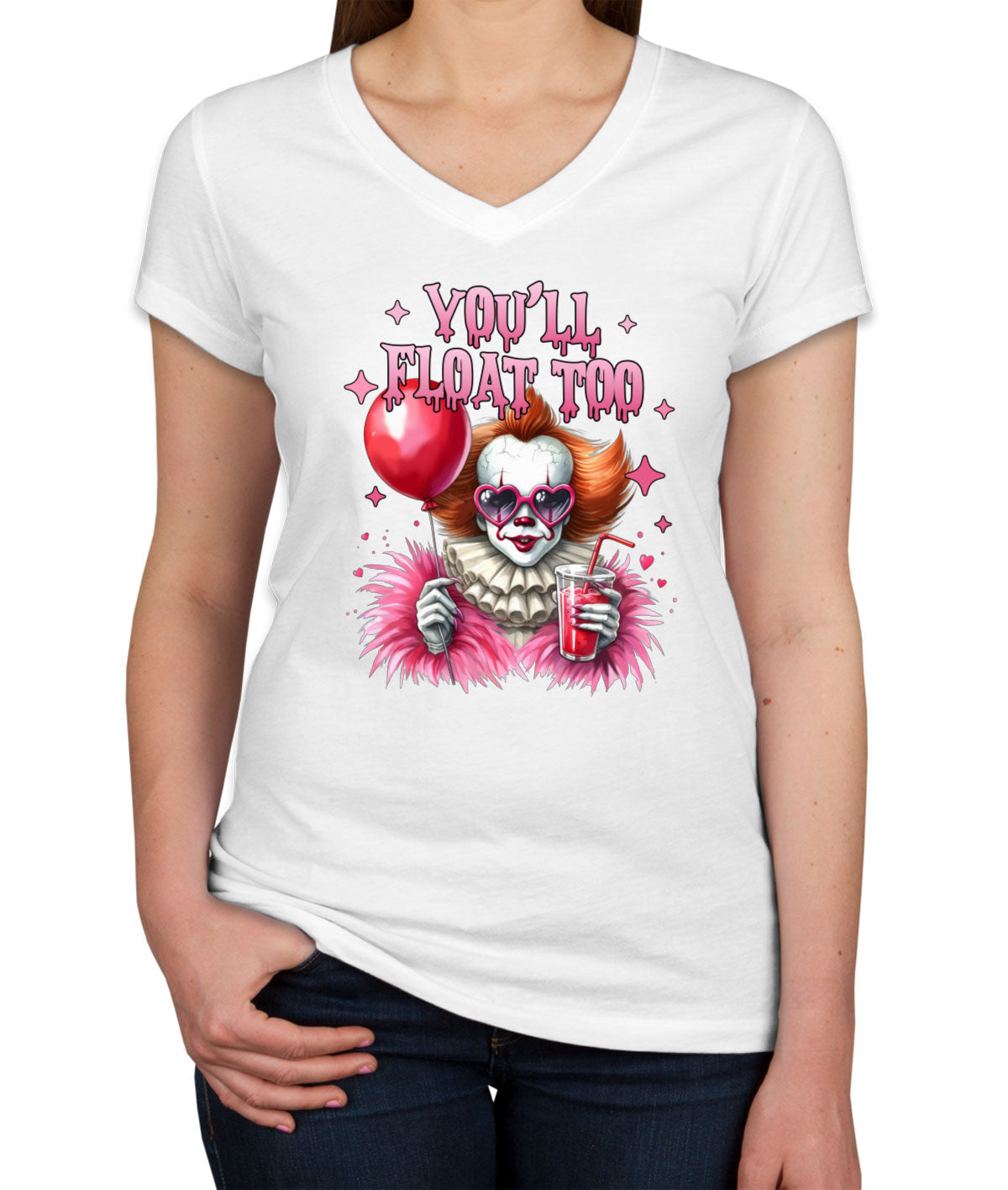 You'll Float Too Pennywise Halloween Women's V Neck T-shirt