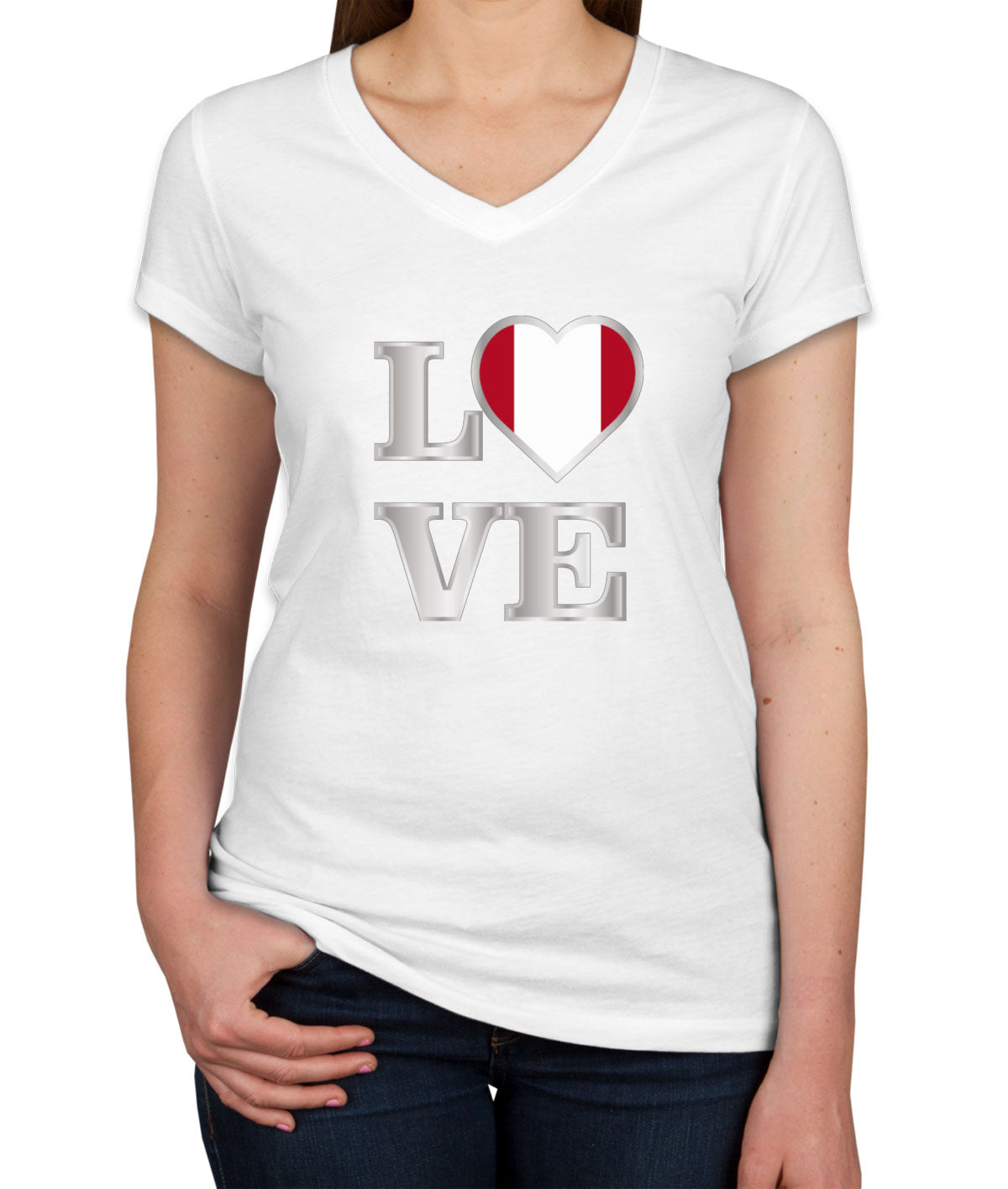 Peru Love Women's V Neck T-shirt