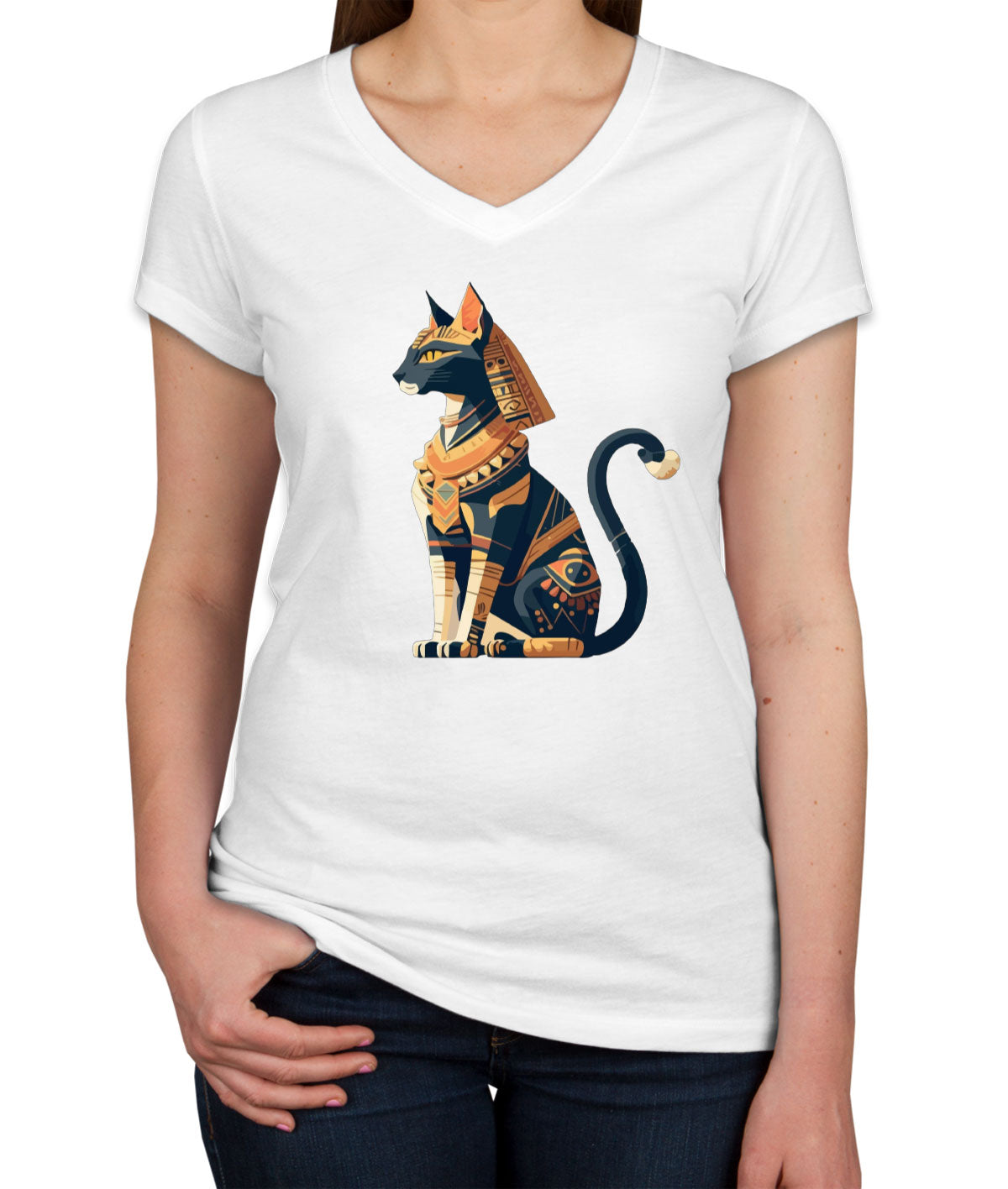 Pharaonic Cat Women's V Neck T-shirt