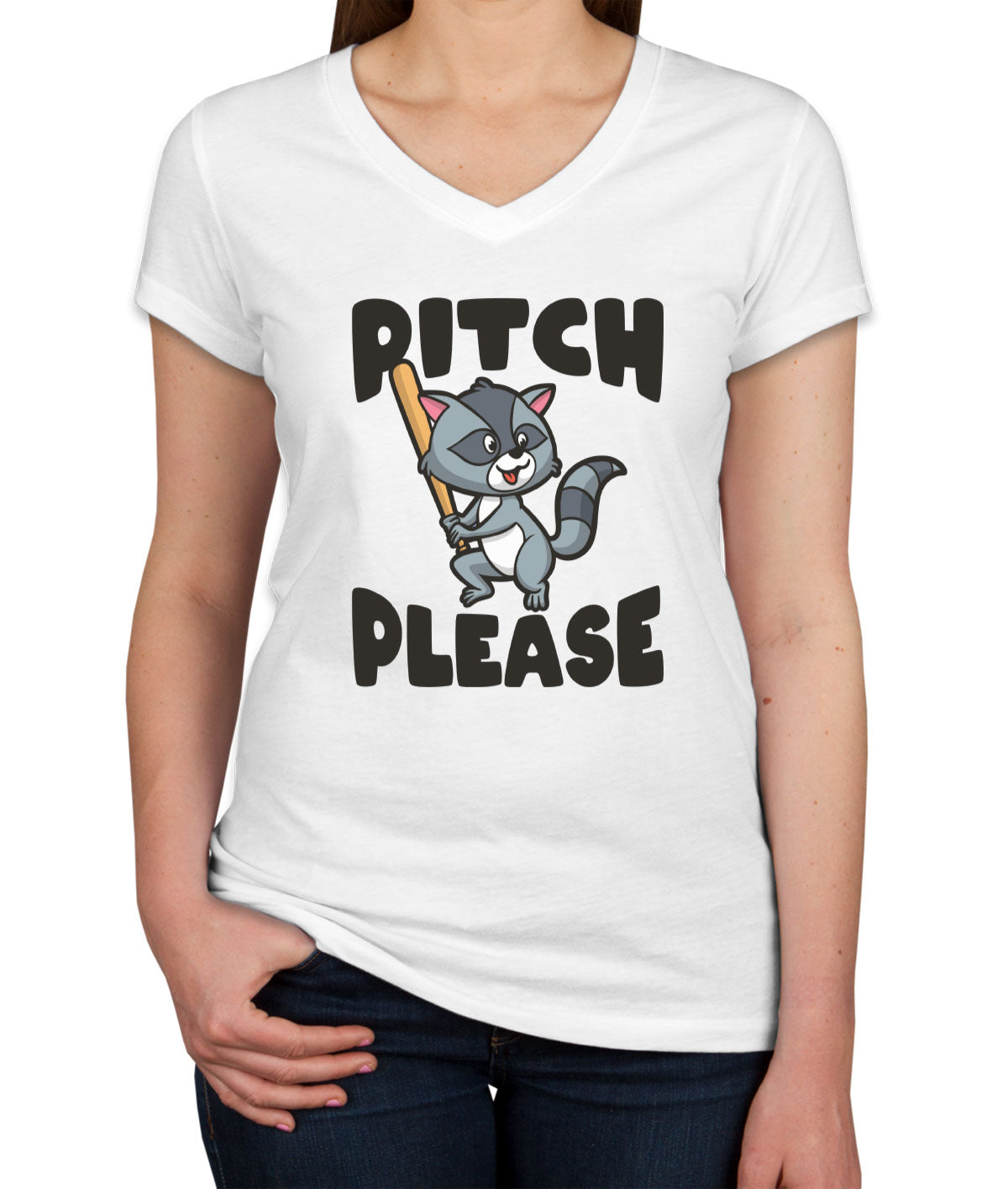 Pitch Please Baseball Women's V Neck T-shirt