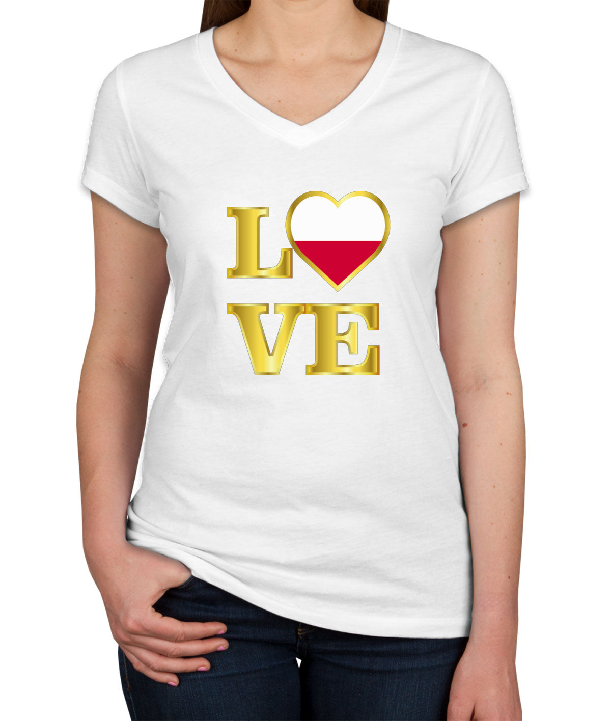 Poland Love Women's V Neck T-shirt