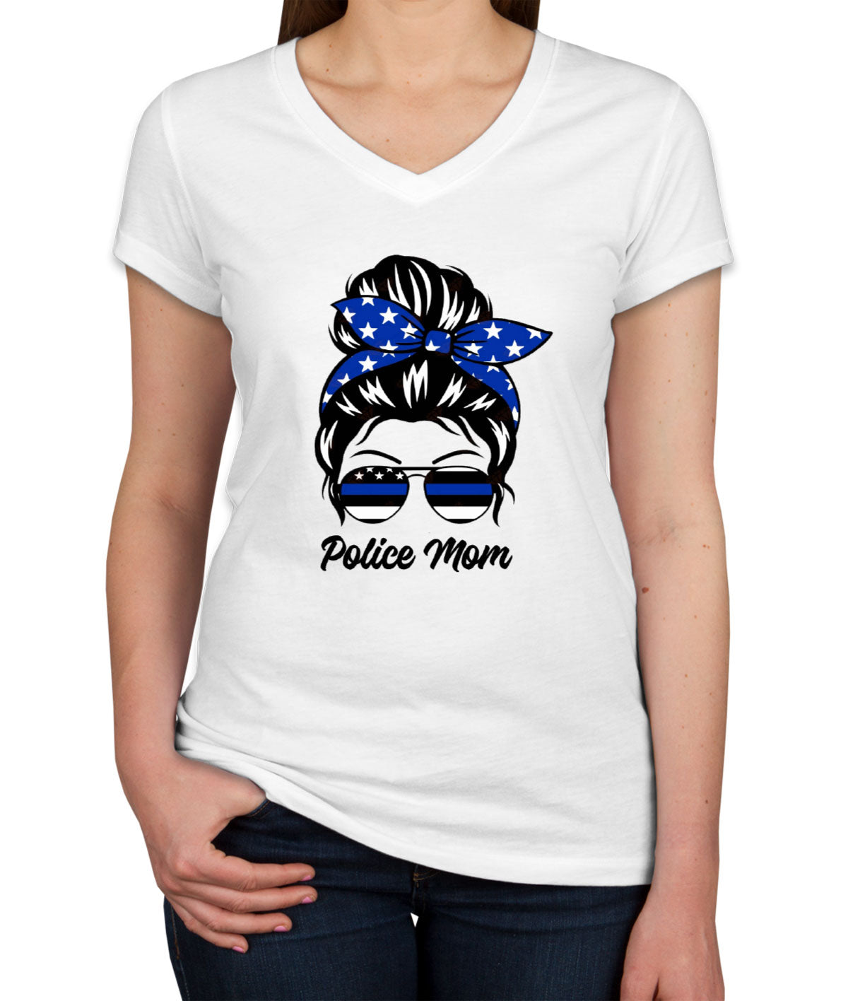 Police Mom Mother's Day Women's V Neck T-shirt