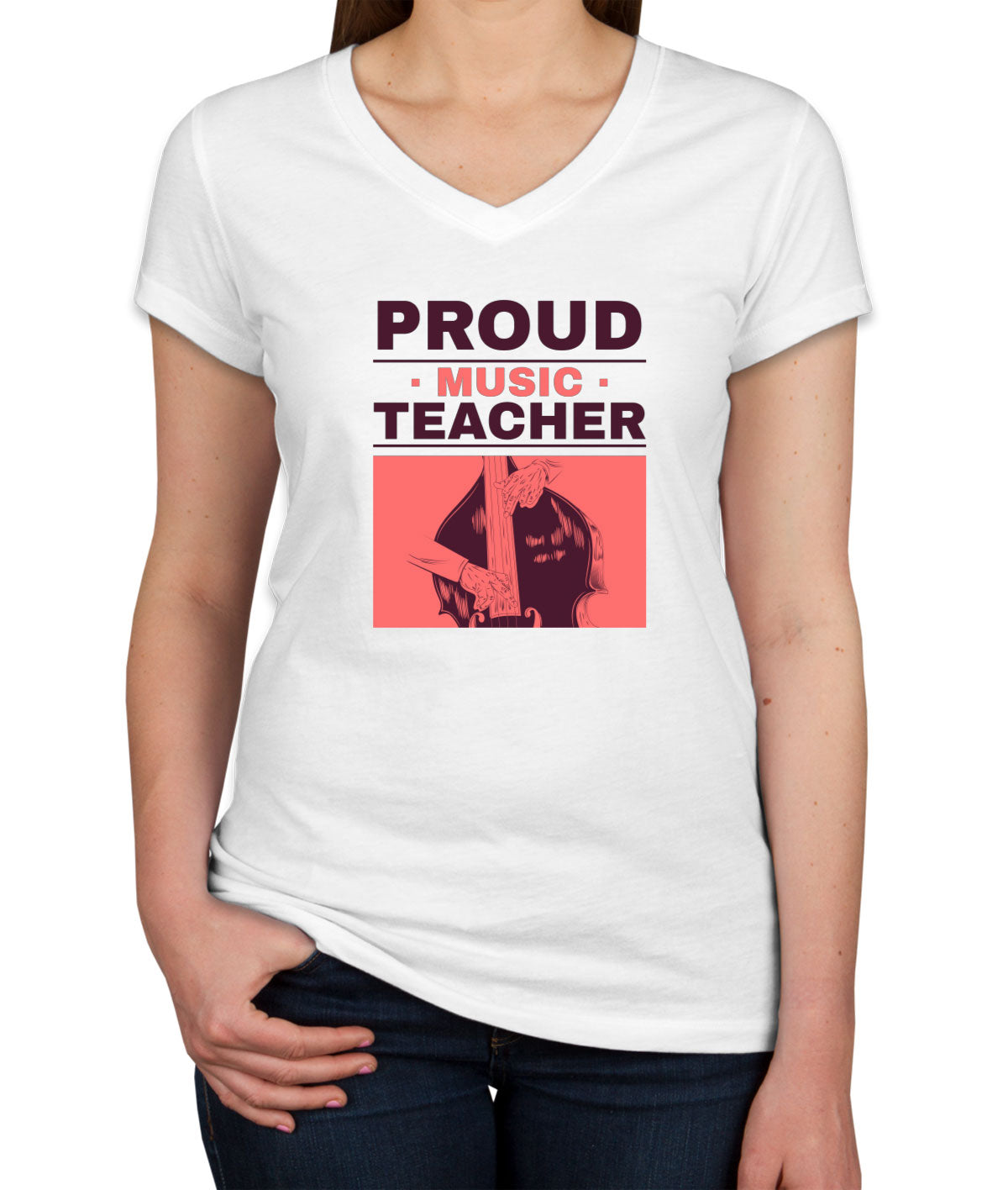 Proud Music Teacher Women's V Neck T-shirt