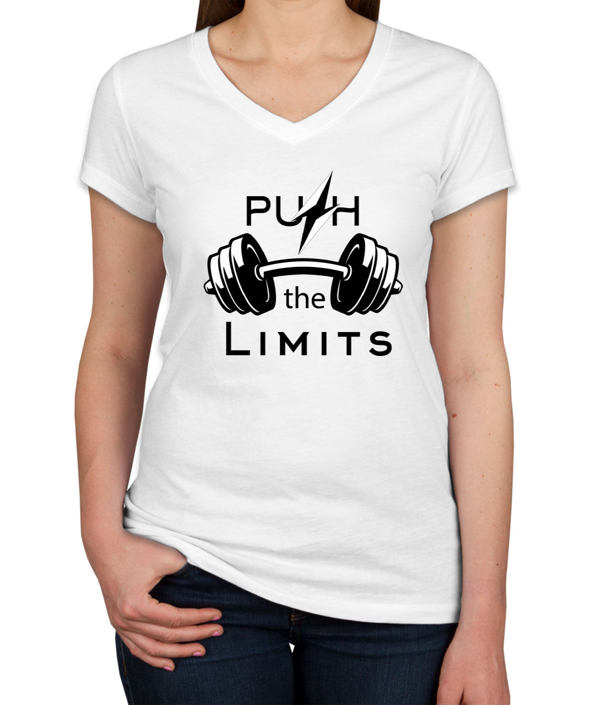 Push The Limit Gym Fitness Women's V Neck T-shirt