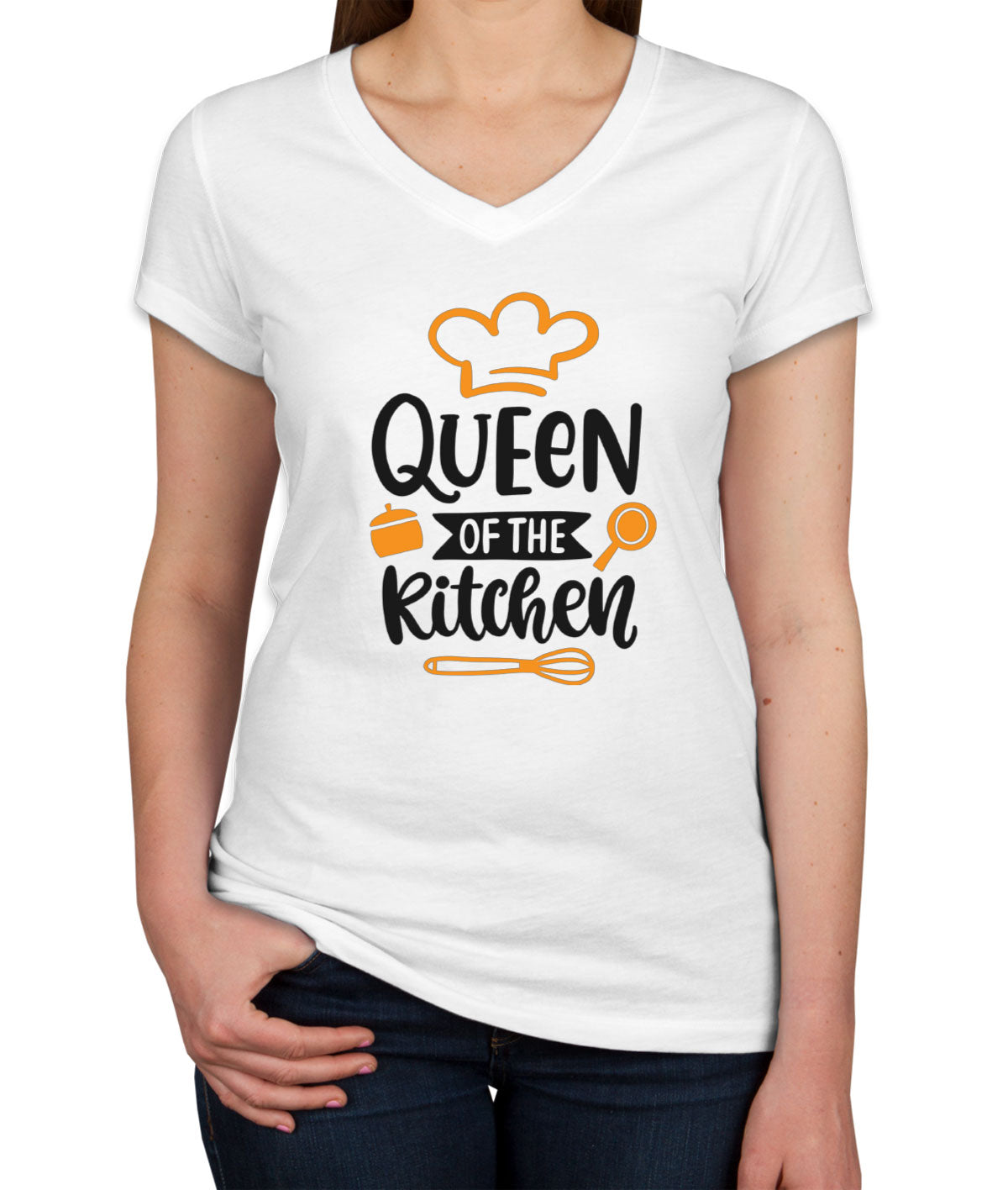 Queen Of The Kitchen Mother's Day Women's V Neck T-shirt