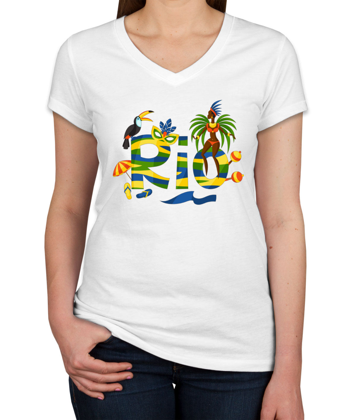 Rio De Janeiro Brazil Carnival Women's V Neck T-shirt