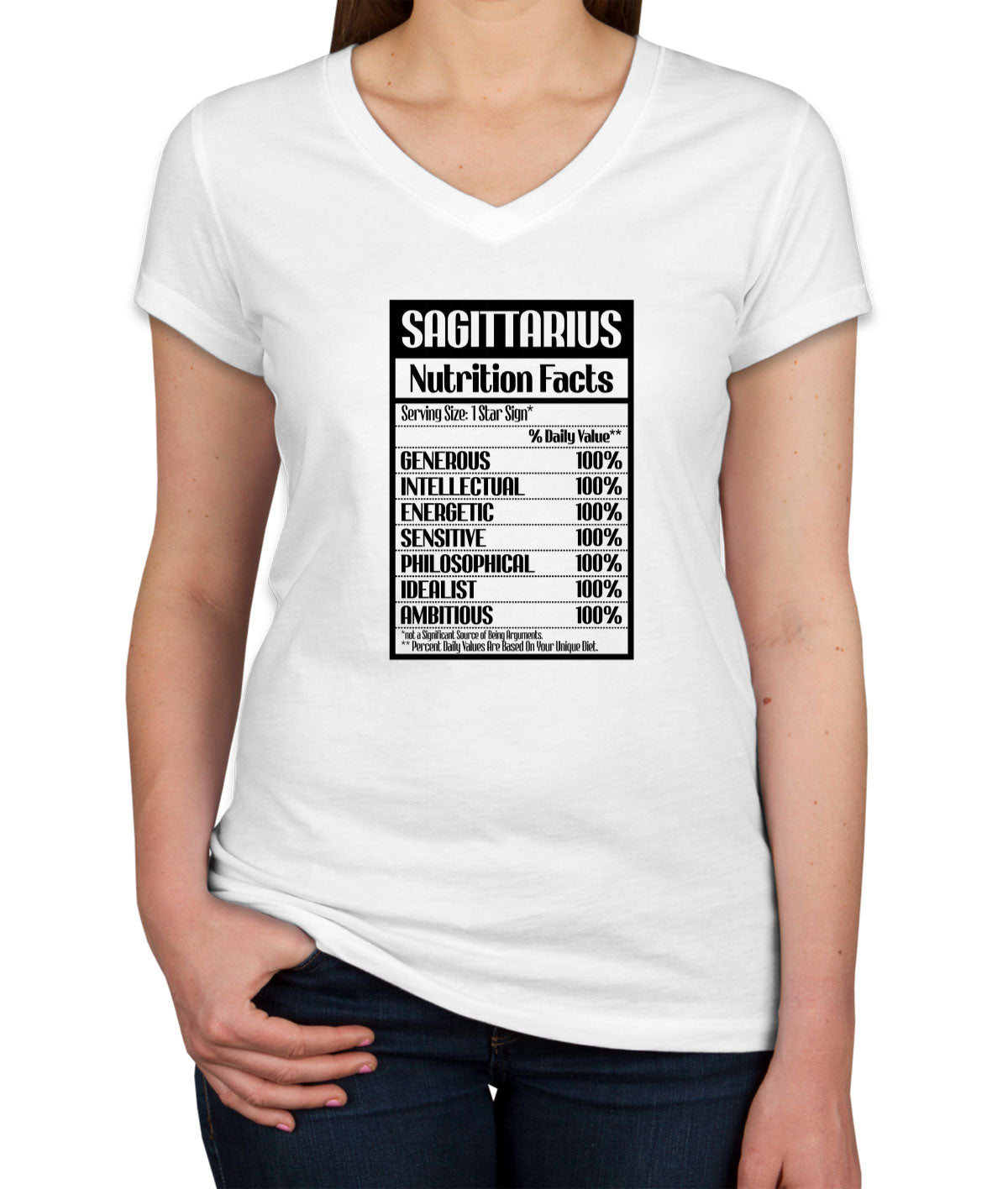 Sagittarius Zodiac Nutrition Facts Women's V Neck T-shirt