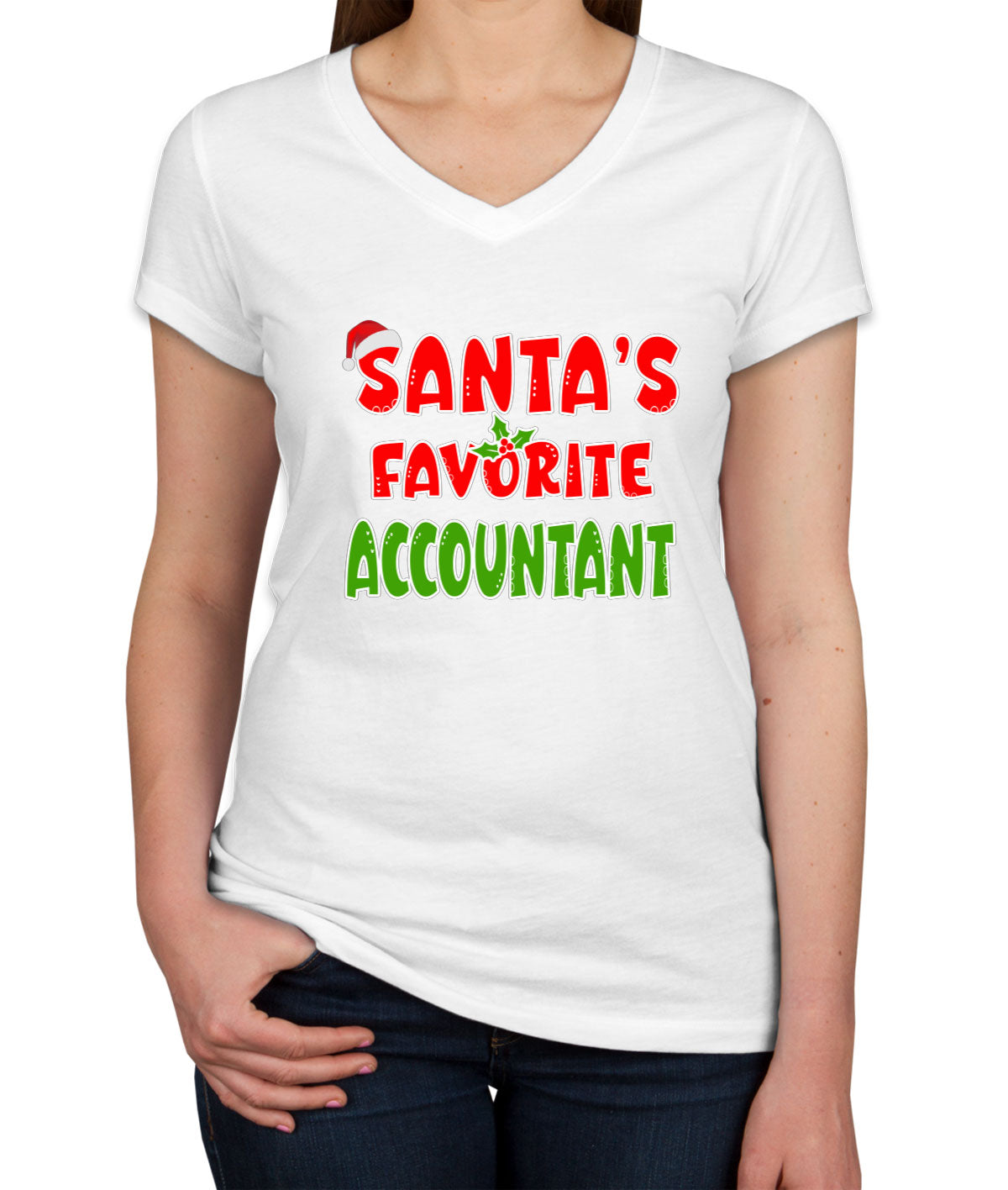 Santa's Favorite Accountant Women's V Neck T-shirt