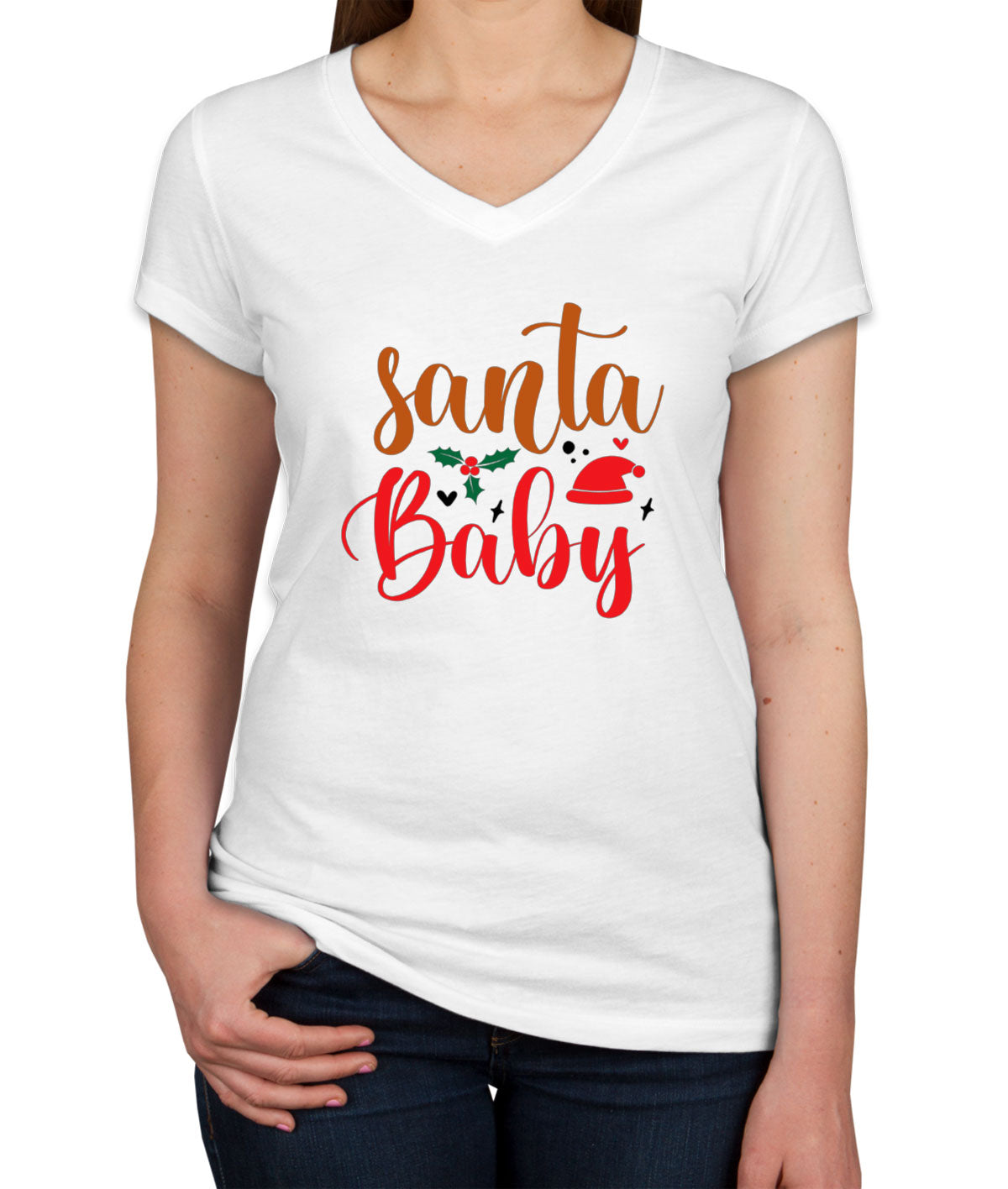 Santa Baby Women's V Neck T-shirt