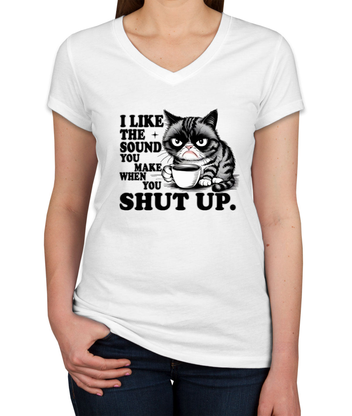 Sarcastic Cat Women's V Neck T-shirt