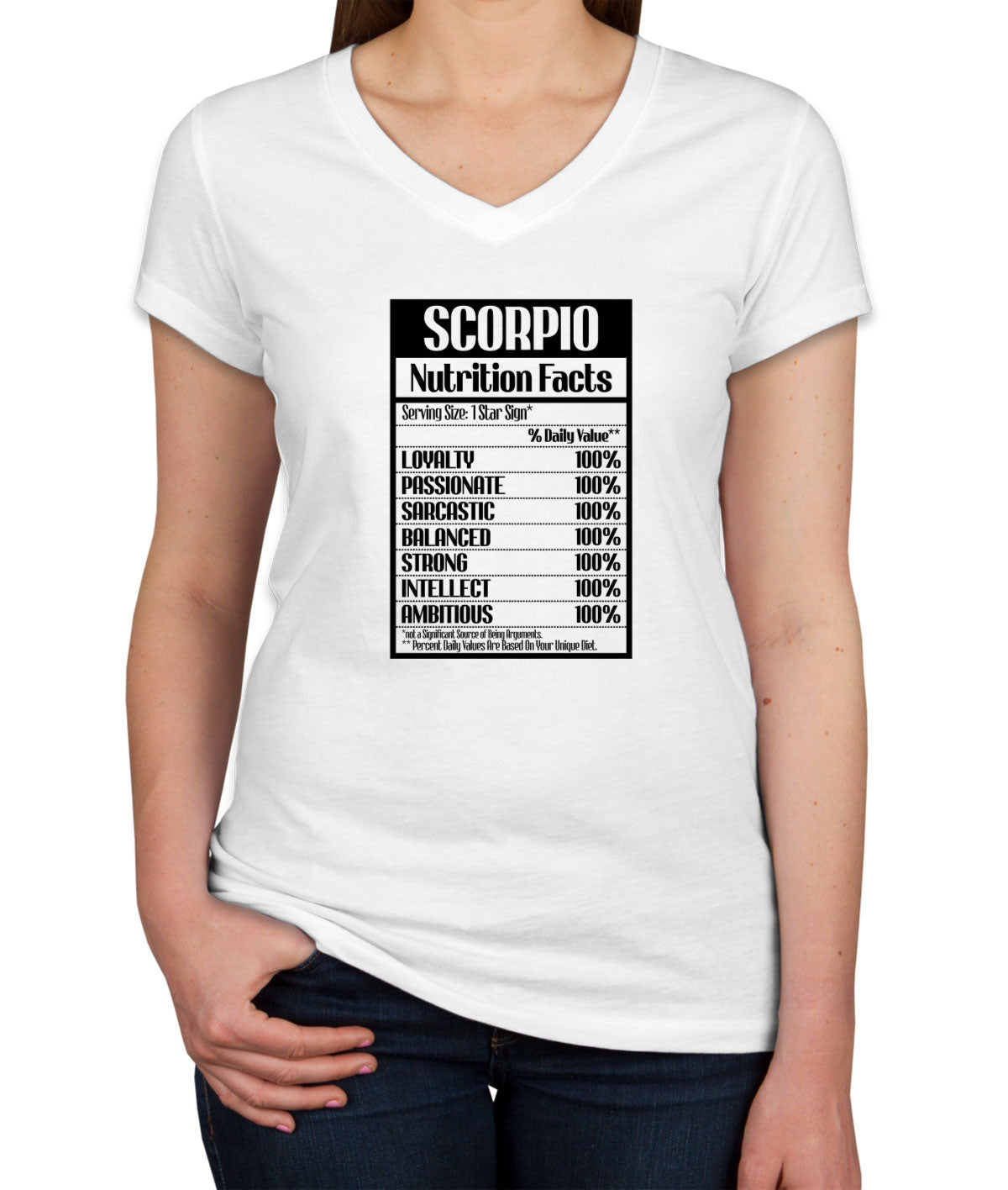 Scorpio Zodiac Nutrition Facts Women's V Neck T-shirt