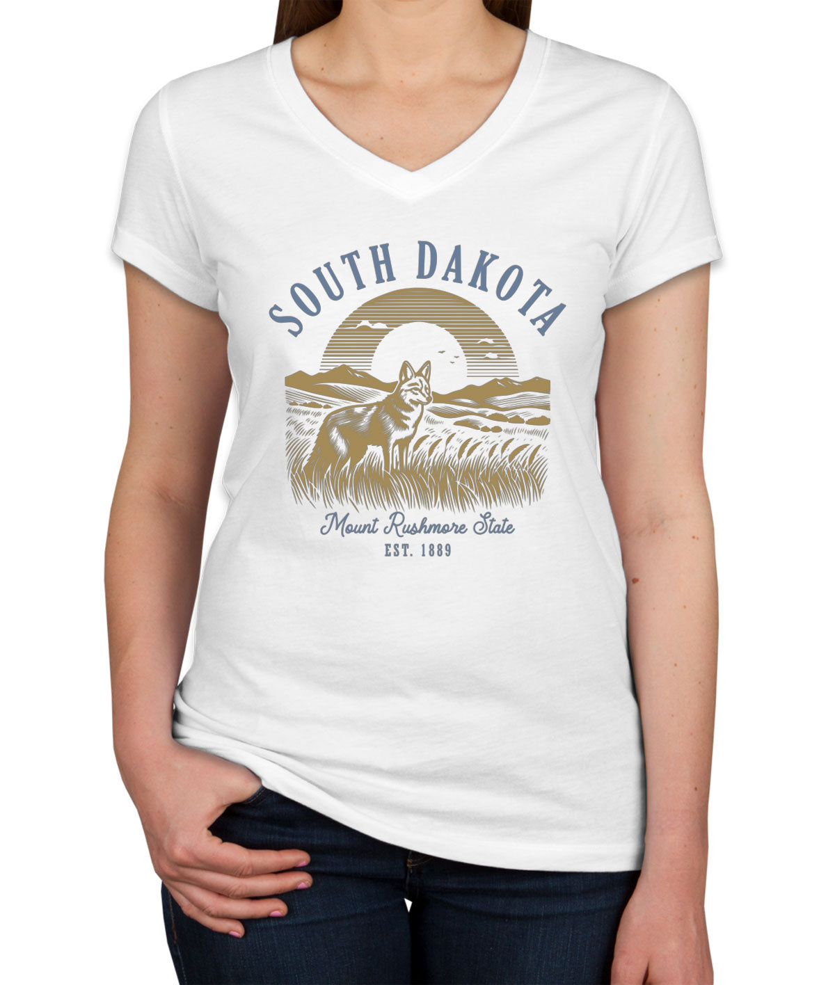 South Dakota State Vintage Women's V Neck T-shirt