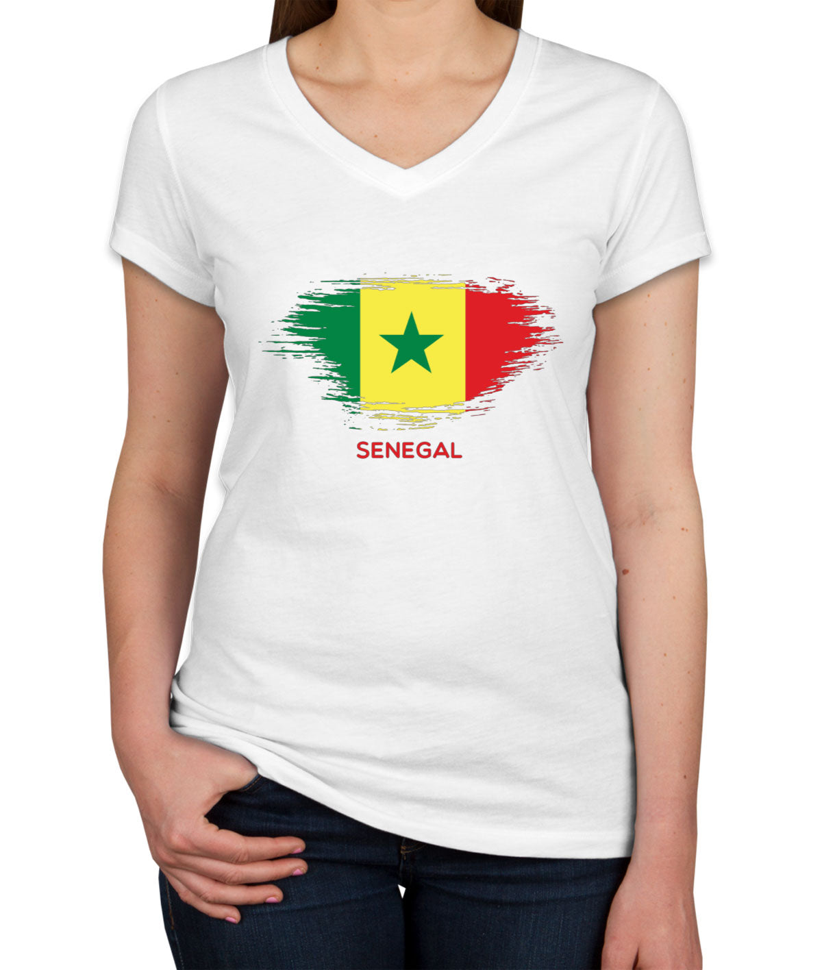 Senegal Flag Women's V Neck T-shirt